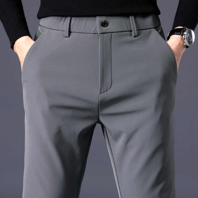 Fleece-lined Thick Casual Pants Slim Fit Ankle Tight Trousers