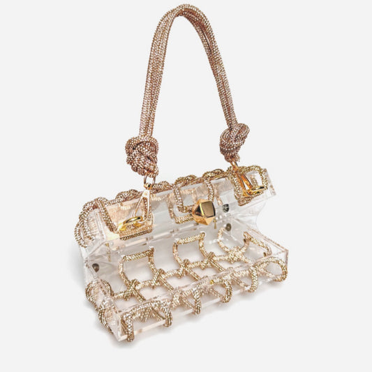 Sweet Shiny Rhinestone Banquet Small Square Bag