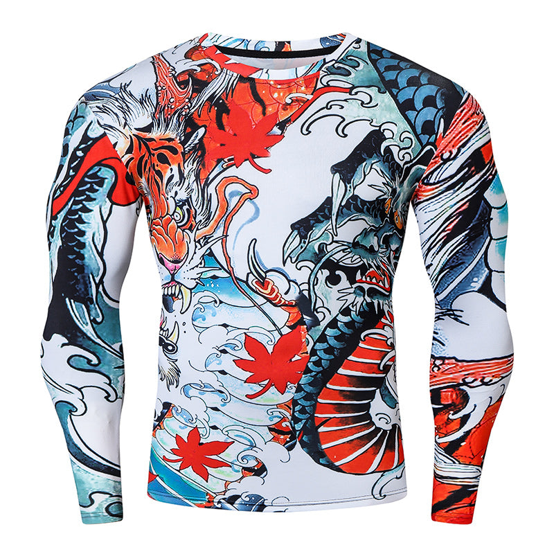 3D Digital Printing Slim Fit Long Sleeve T-Shirt