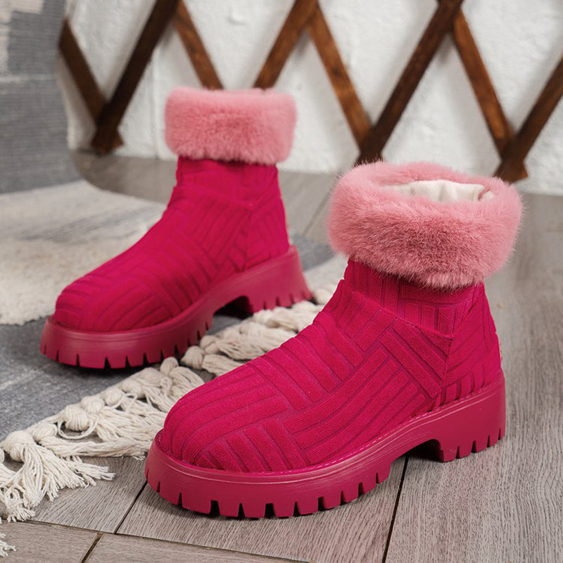 Winter Ankle Boots Fashoin Thick-soled For Women Plush Shoes