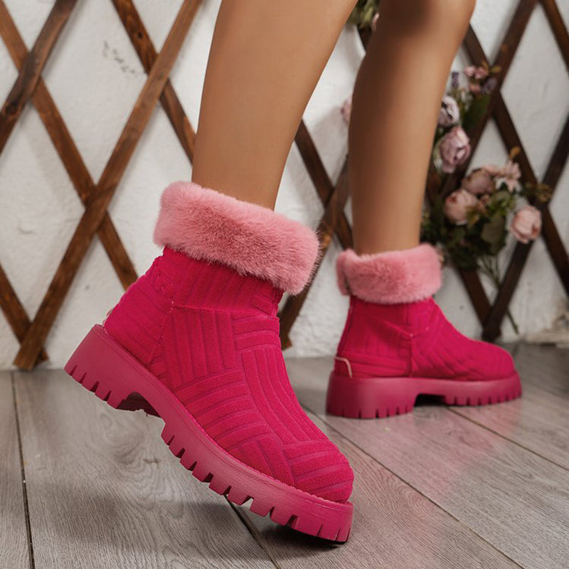 Winter Ankle Boots Fashoin Thick-soled For Women Plush Shoes