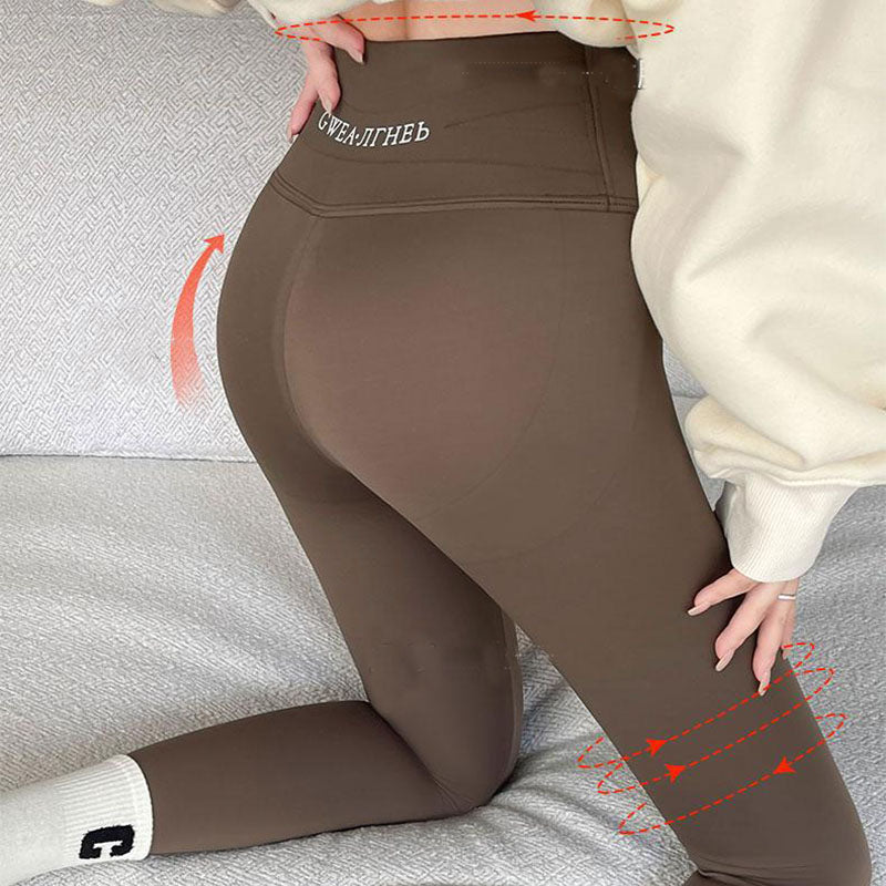 Fleece Thickened Leggings Winter High Waist Tight Skinny Tummy Control Buttocks Slimming Yoga Pants