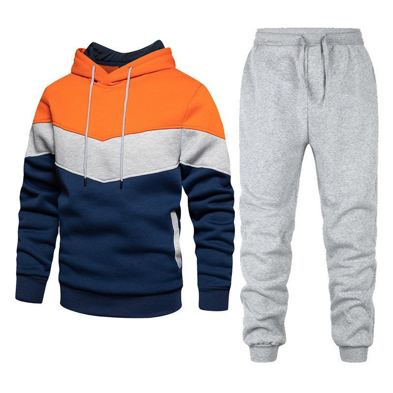 Sports Sweater Suit Men's Color Matching Hoodie Suit