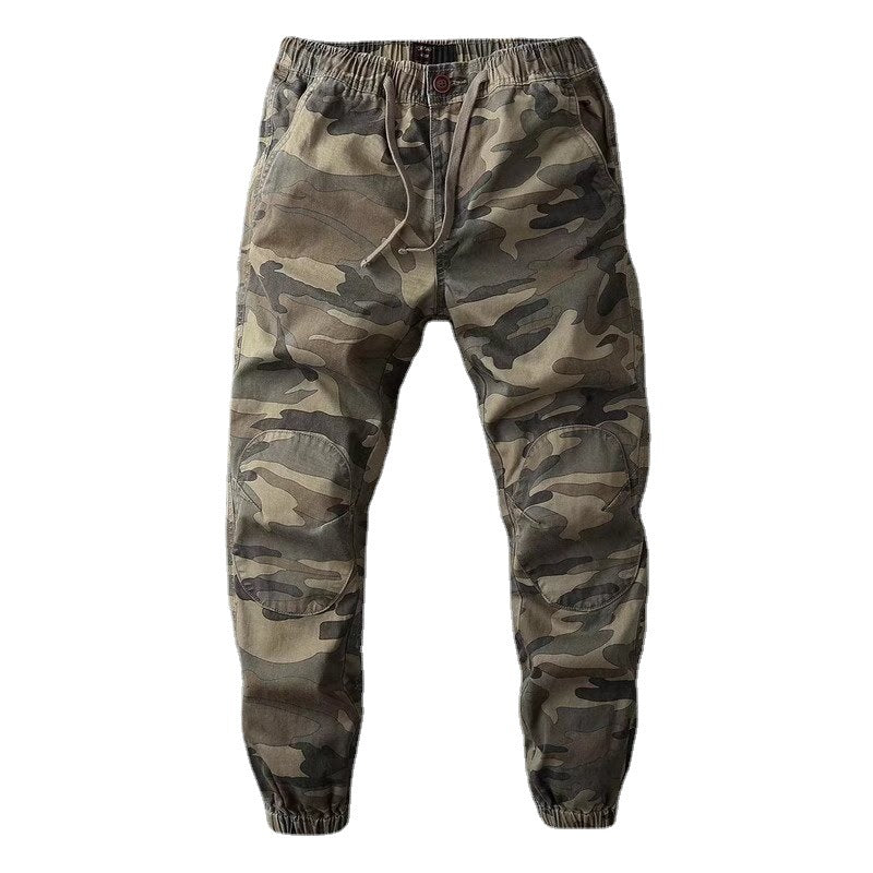 Retro Camouflage Ankle Banded Pants Men's Straight Slim Fit Overalls