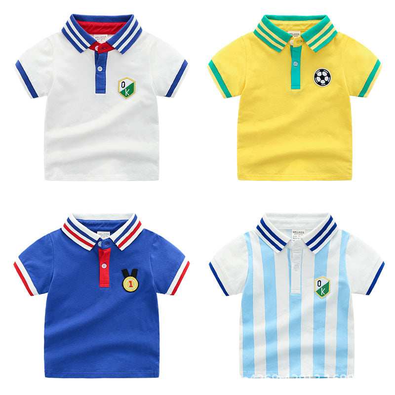 Children's Fashion Lapel Polo Shirt Short Sleeves