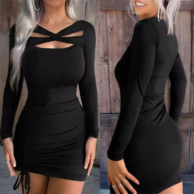 Women's V-neck Long Sleeve Narrow Dress