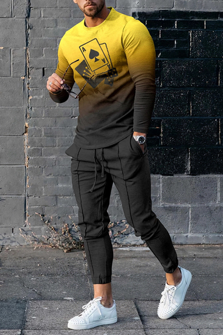 Multi-color Long Sleeve Casual Sports Men Suit