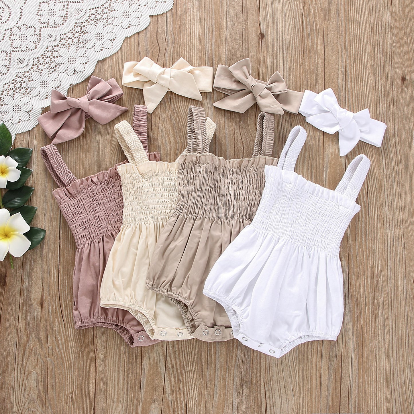 Infant Baby Girls Elastic Jumpsuit Rompers